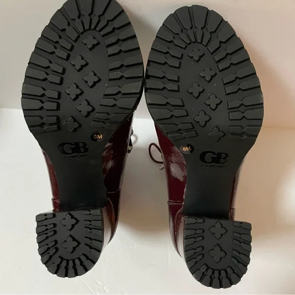 NEW Gianni Bini Chunky Burgundy Patent Leather Combat Boots Size 8 - Picture 9 of 10